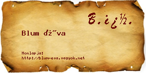 Blum Éva névjegykártya